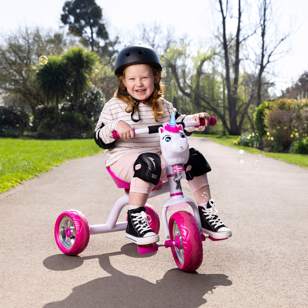 Xootz Kids White Unicorn Bubble Go Trike Image 7