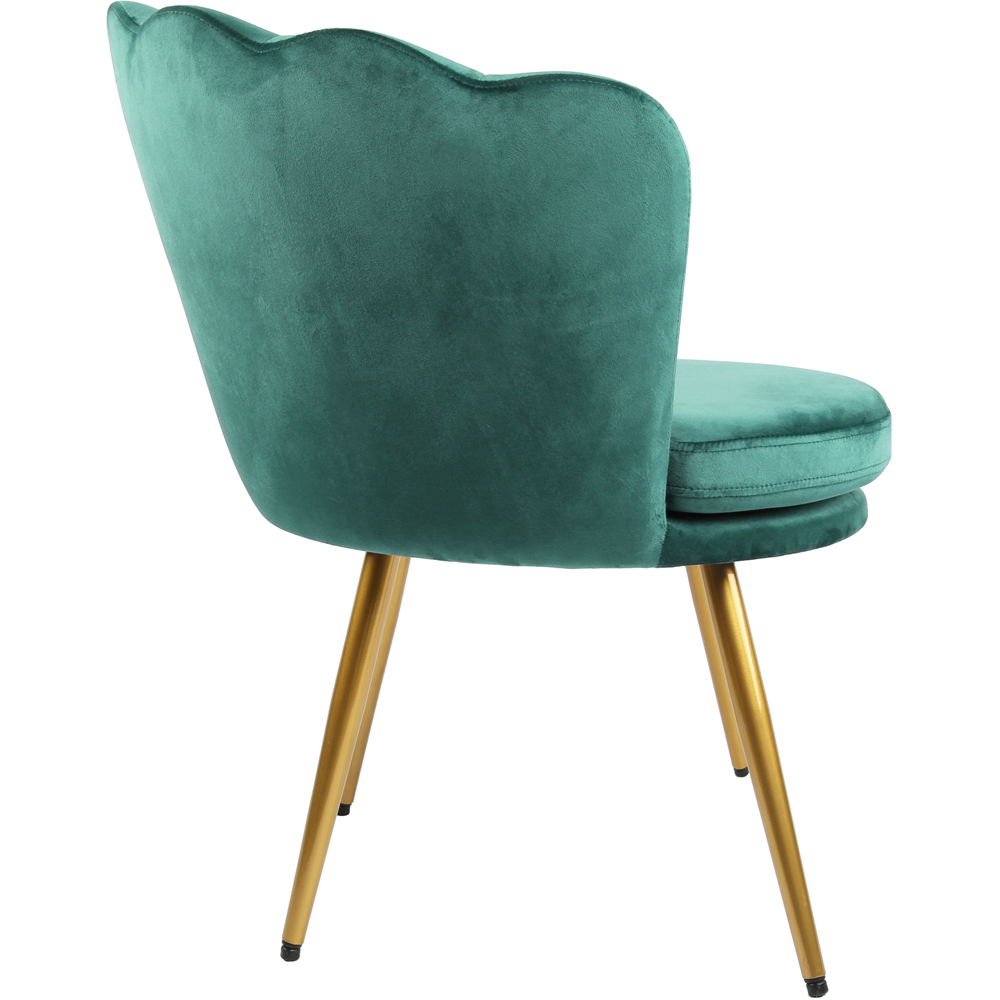 Flora Petal Back Accent Tub Chair Velvet Upholstery - Green Image 4