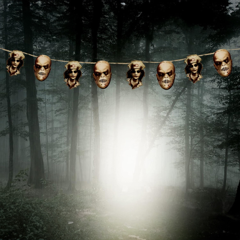 Shatchi Halloween Chopped Bloody Faces Garland Scary Horror Cut-Outs Bunting Banner 240cm Image 6