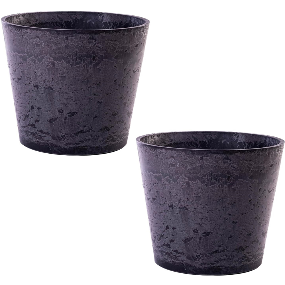 Garden Gear Caesar Charcoal Marble Effect Planter 50cm 2 Pack Image 1