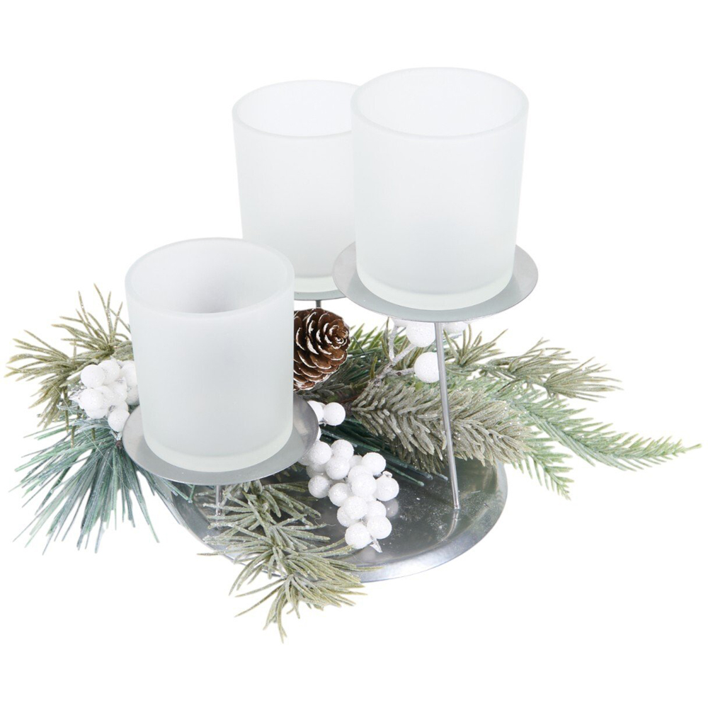 Frosted Berry Candle Holder Set Clear Image 2