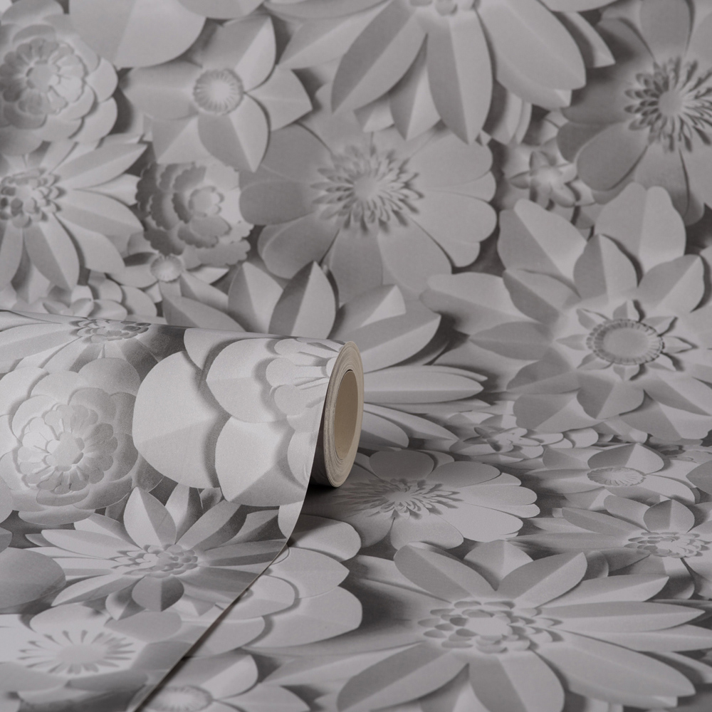 Fine Decor Dimensions Floral Grey Wallpaper Image 2