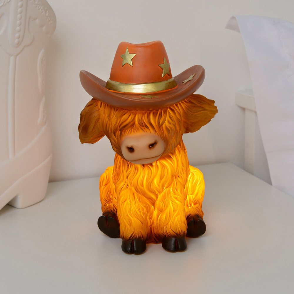 Highland Cow Battery Table Light Brown Image 3