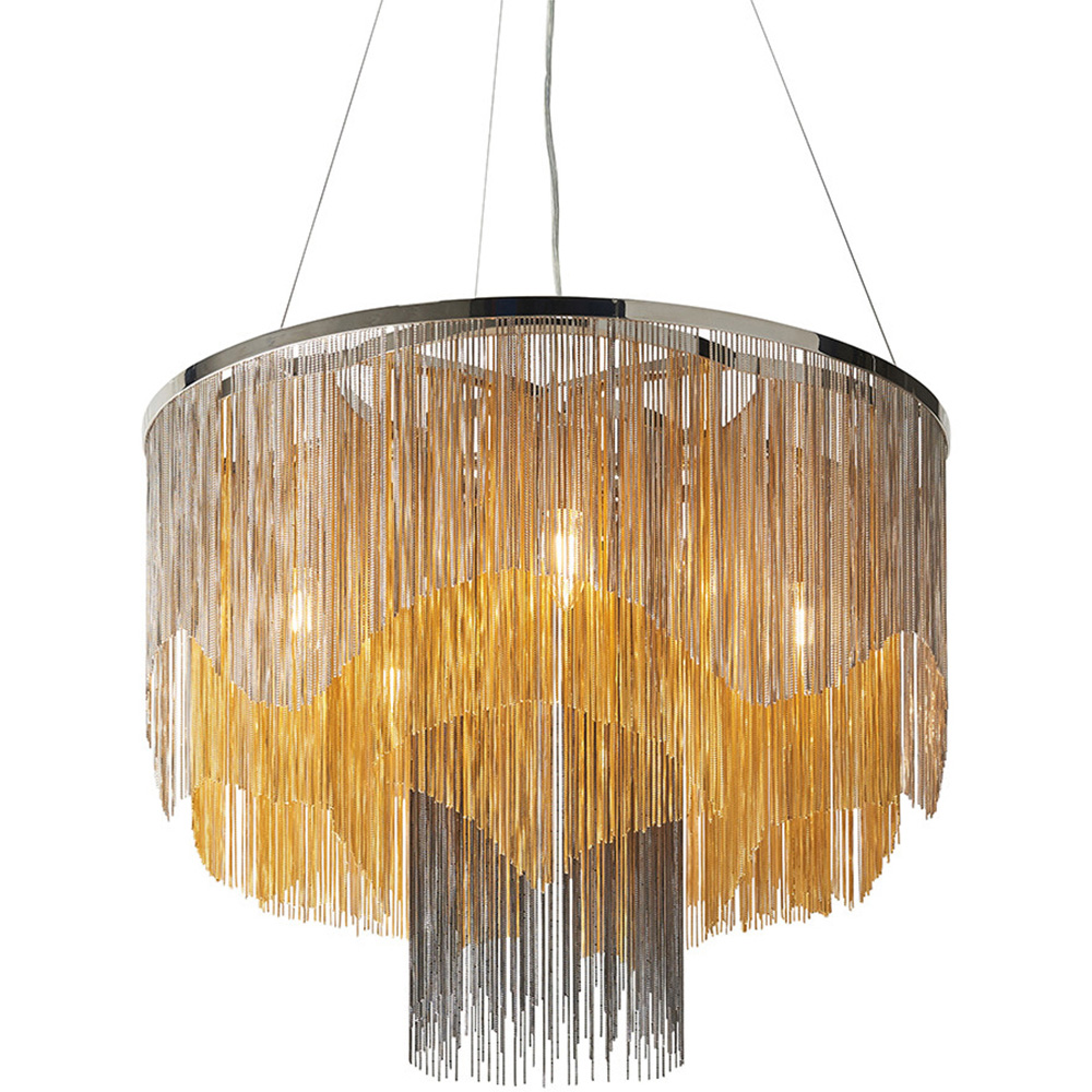 Merano Carbonia Gold and Black Chain 5 Light Ceiling Pendant Image 4