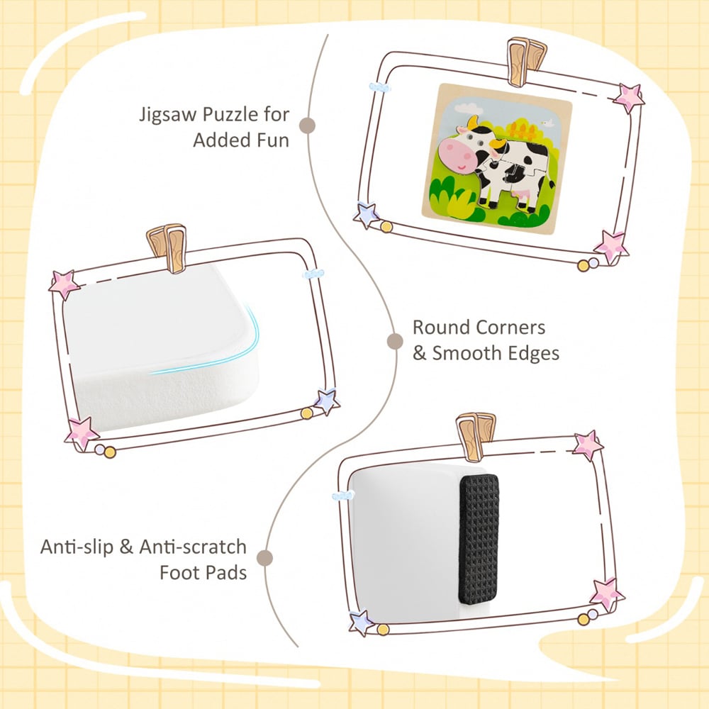 Costway 2 Seater Beige Toddler Wooden Activity Table Set Image 8