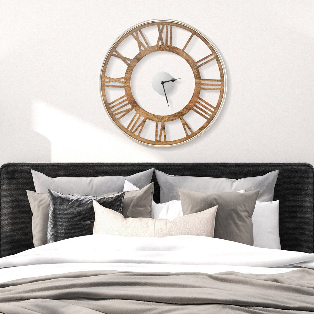 Costway Classic Frame Large Round Silent Wall Clock 50cm Image 3
