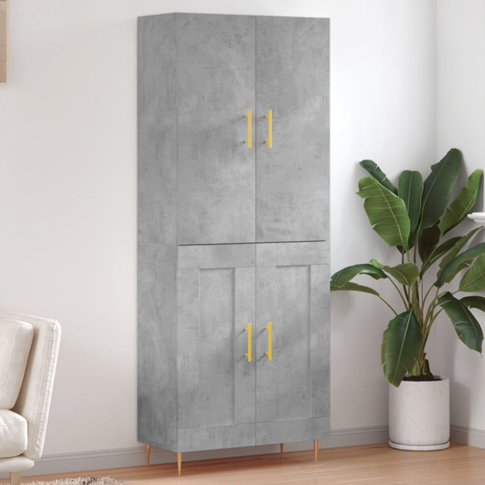 vidaXL 4 Door Concrete Grey Highboard Image 1