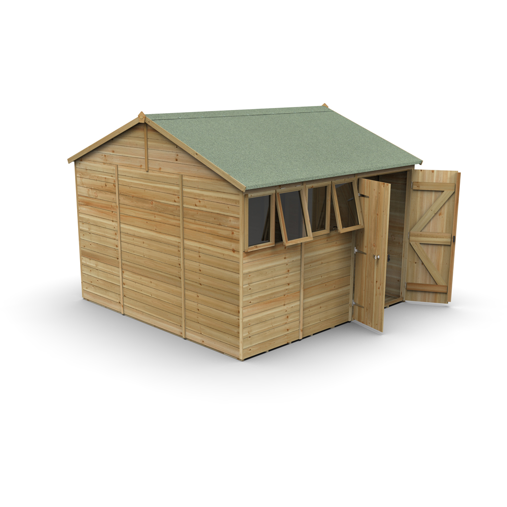 Forest Garden Timberdale 10 x 10ft 2 Opening Tongue and Groove Reverse Apex Garden Shed Image 3