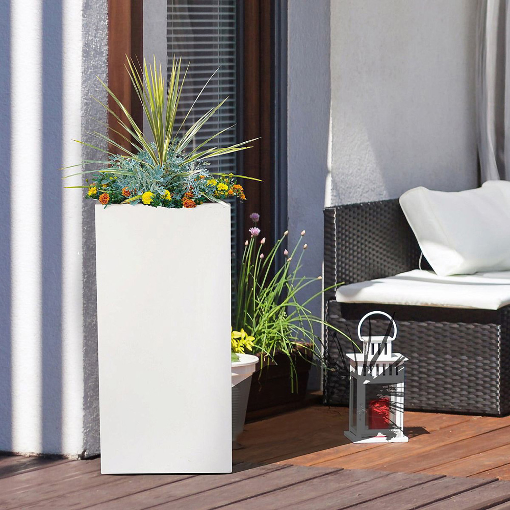 wilko White Light Concrete Outdoor Planter 70cm Image 5