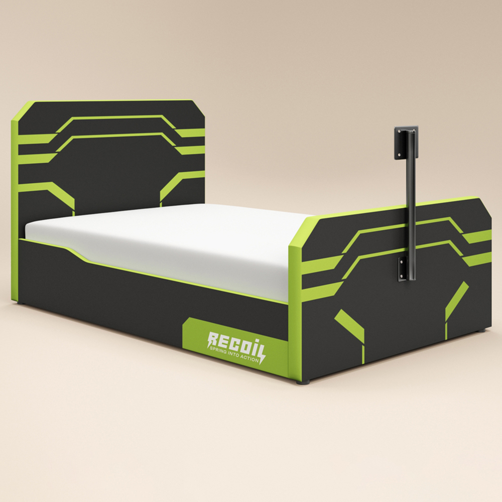 Recoil Alister Small Double Black and Green Side Lift Ottoman Bed with TV Support Image 2