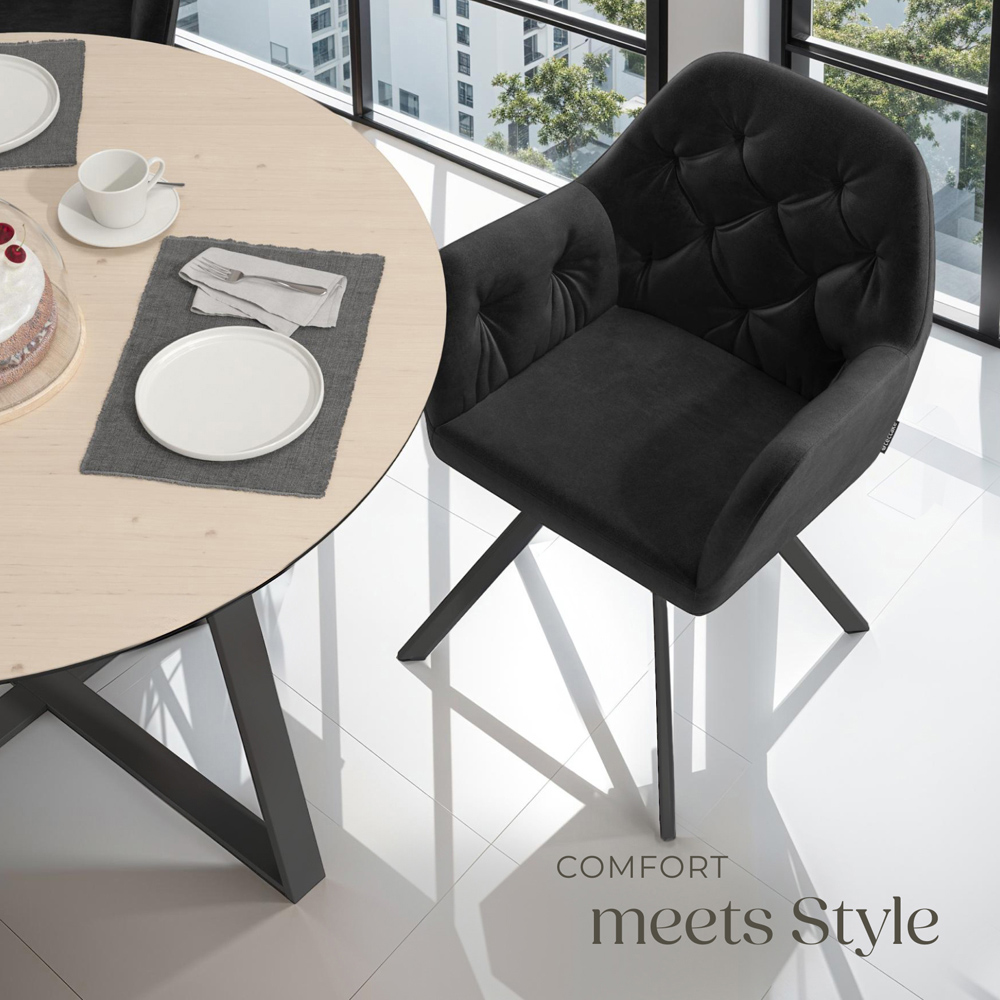 tectake Lucia Black Padded and Quilted Swivel Armchair Image 8