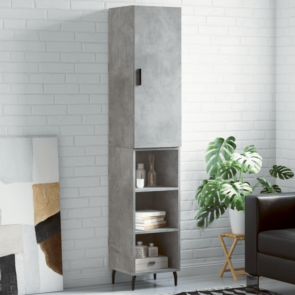 vidaXL Single Door 3 Shelf Concrete Grey Highboard Image 1