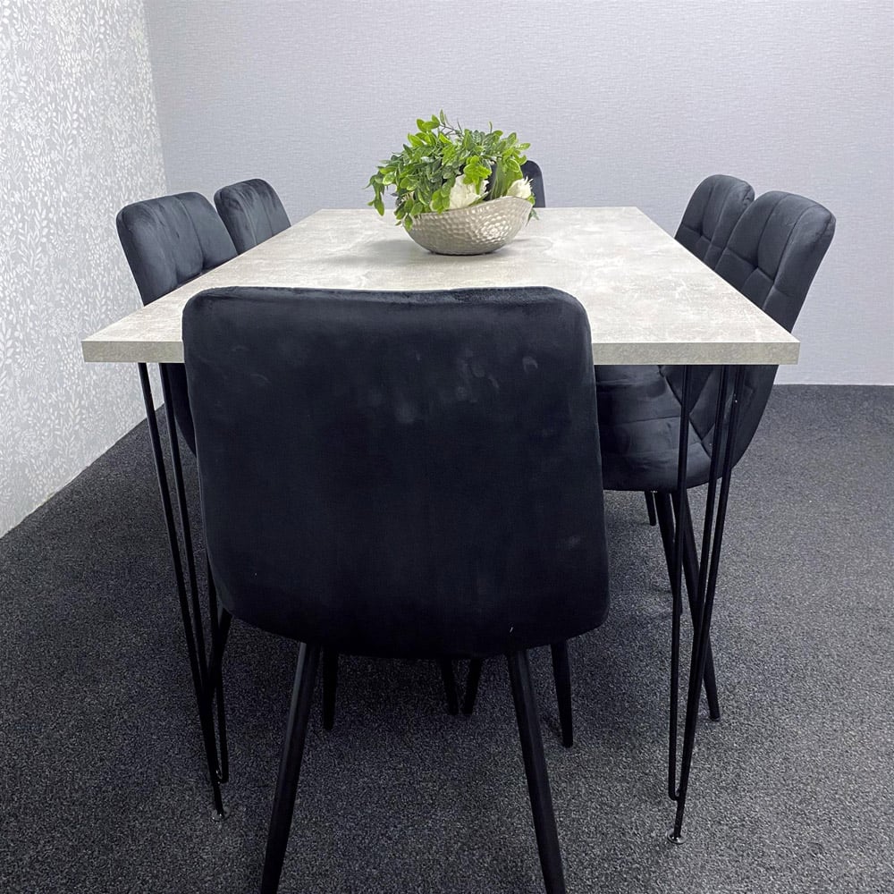 Kosy Koala 6 Seater Grey and Black Dining Table set Image 6