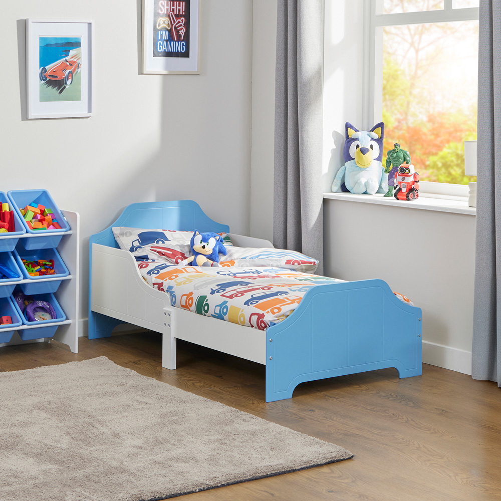 Liberty House Toys Dual Tone White and Blue Toddler Bed Image 7