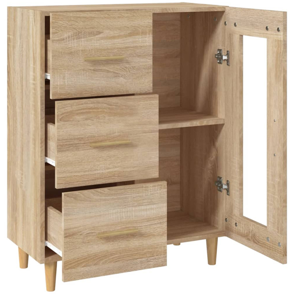 vidaXL Single Glass Door 3 Drawer Sonoma Oak Sideboard Image 6