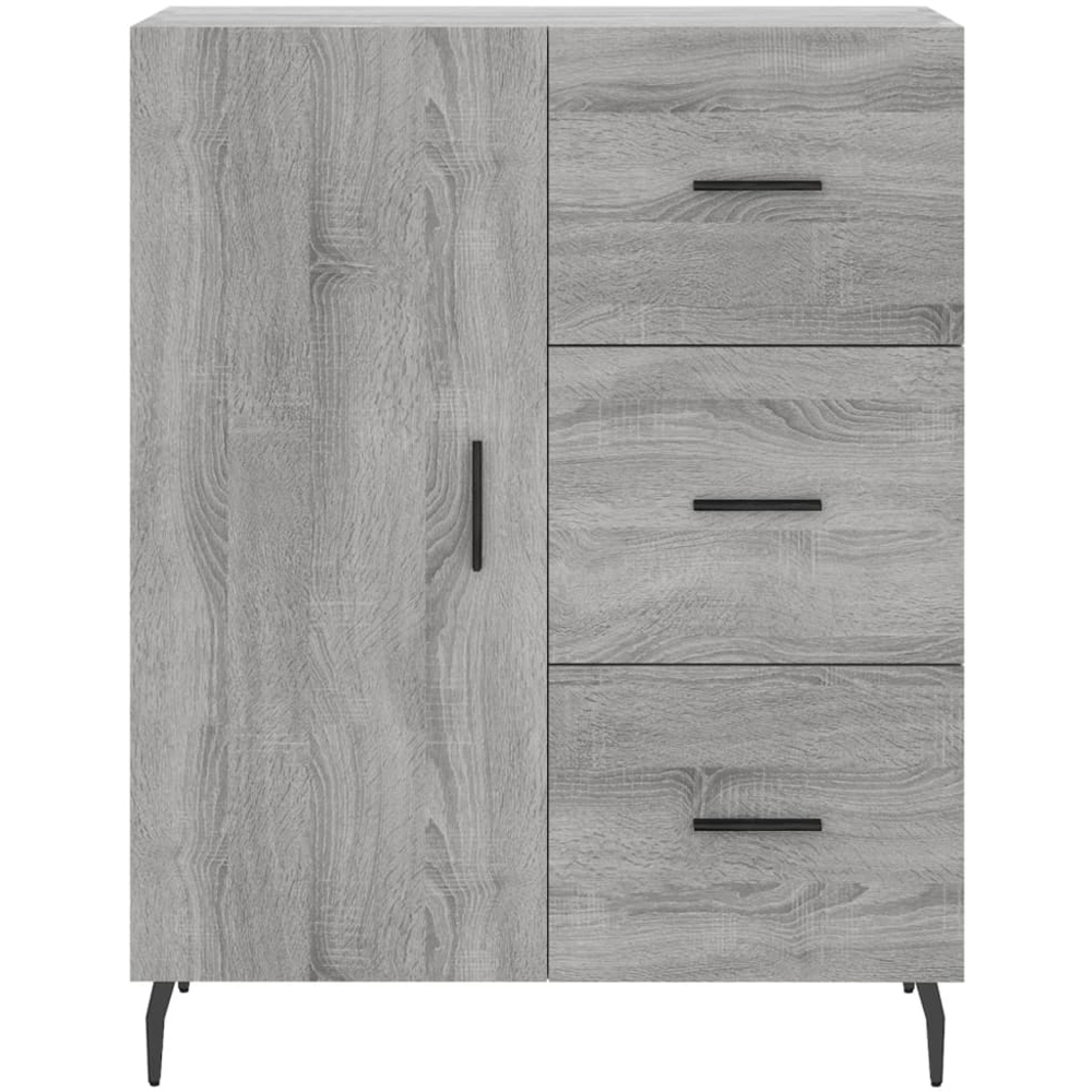 vidaXL Single Door 3 Drawer Grey Sonoma Sideboard Image 5