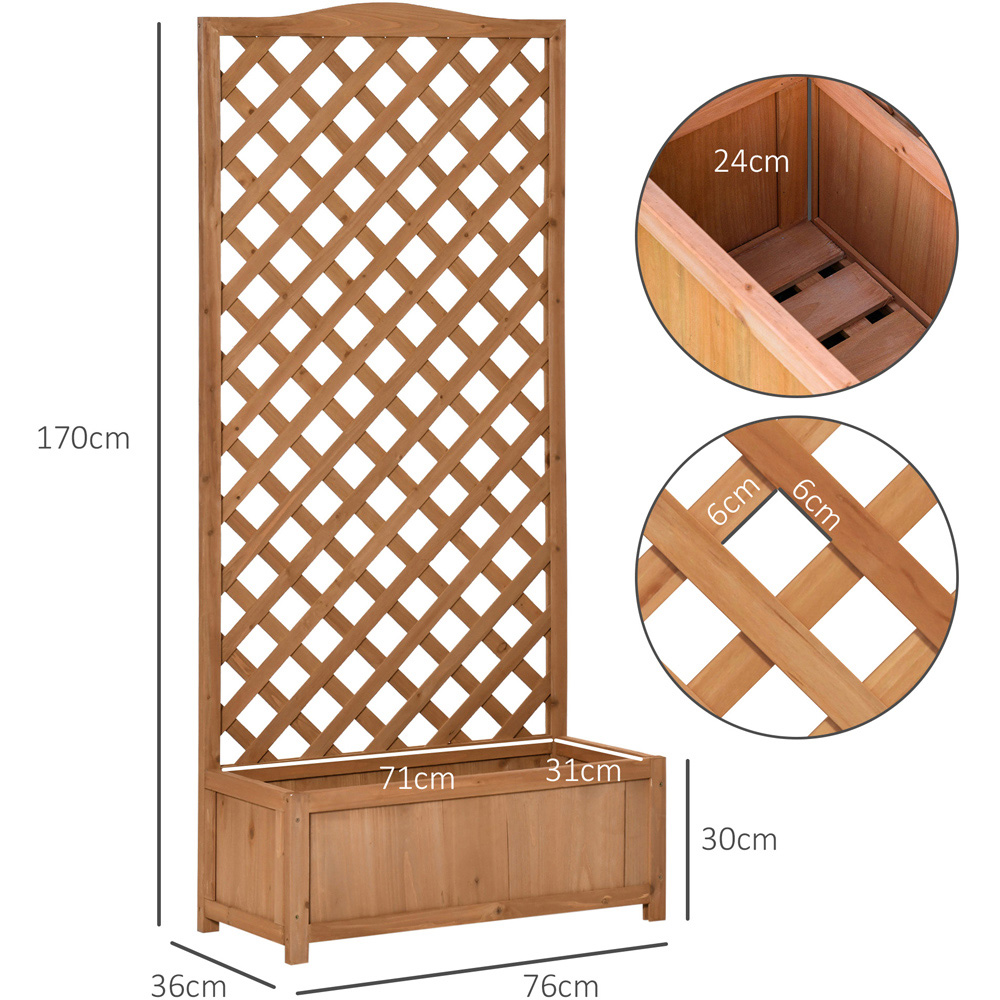 Outsunny Brown Wooden Garden Planter with Trellis 170 x 36 x 76cm Image 8