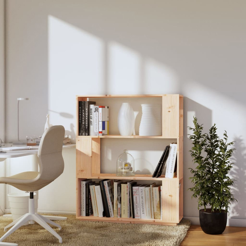 vidaXL 3 Shelf Solid Pine Wood Bookcase Image 7