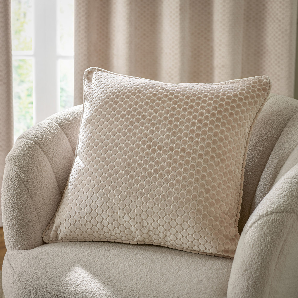 Paoletti Neptune Champagne Velvet Cushion 50 x 50cm Image 2