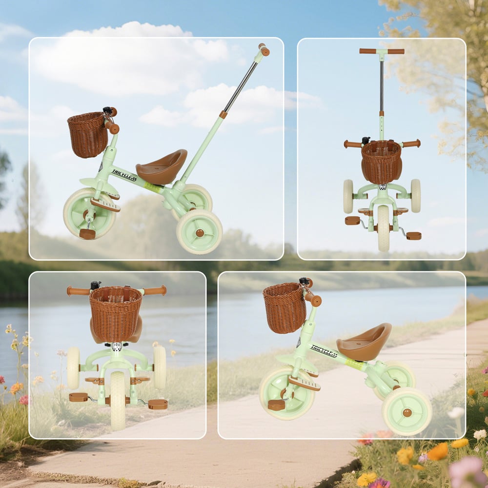 Tommy Toys Toddler Green Trike with Adjustable Handle and Basket Image 8