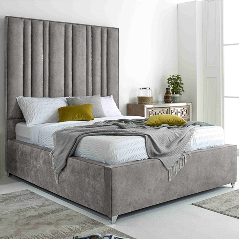 Eleganza Madrid Single Silver Oakland Fabric Bed Frame Image 1