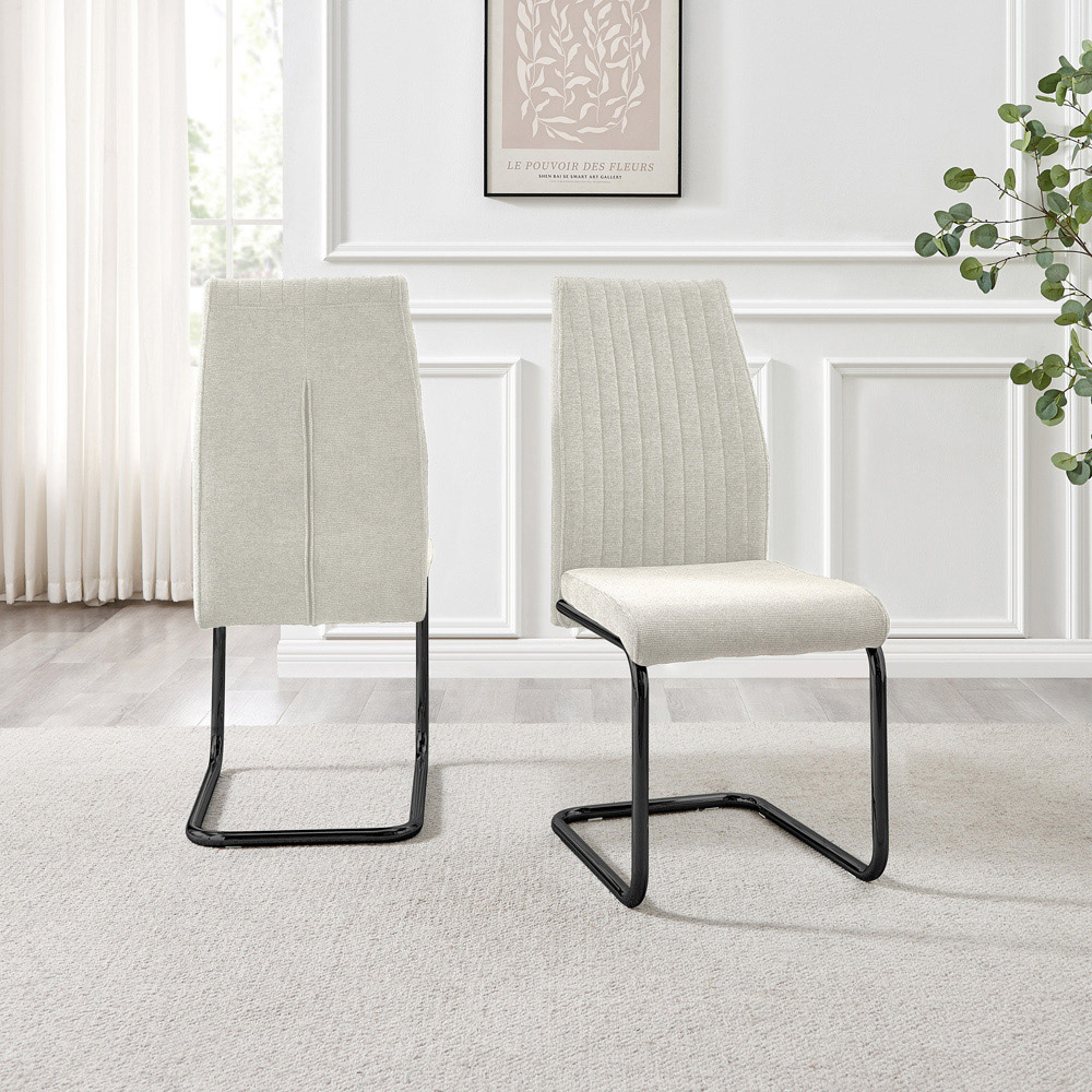 Furniturebox Fontana Set of 2 Cream and Black Dining Chair Image 7