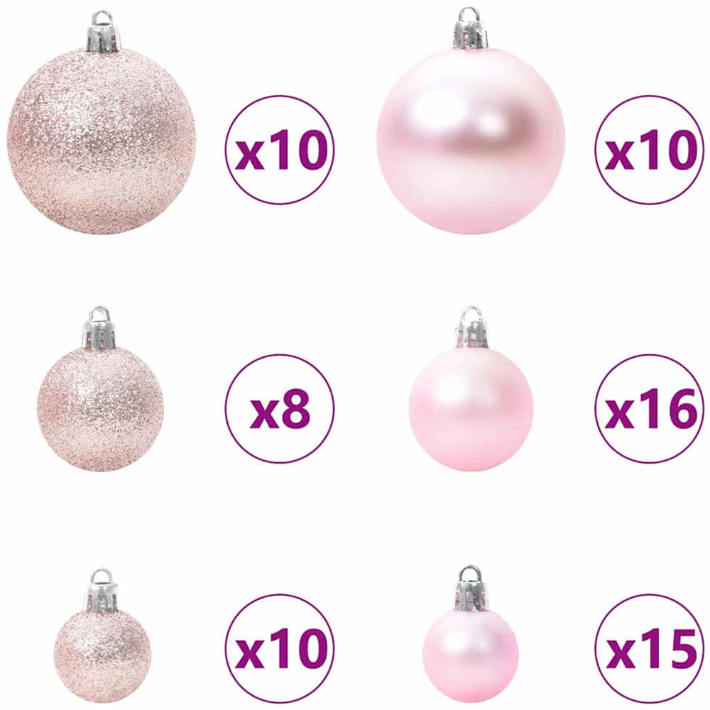 vidaXL Pre-Lit Pink Baubles Green Artificial Snow Tipped Christmas Tree 6ft Image 9