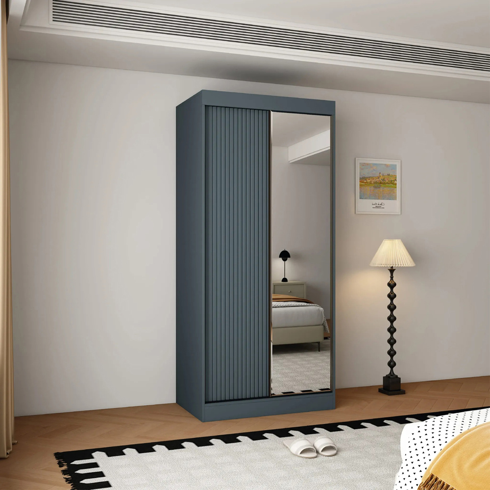 ARTESA Berlin 2 Door Dark Grey Mirrored Sliding Wardrobe Image 4