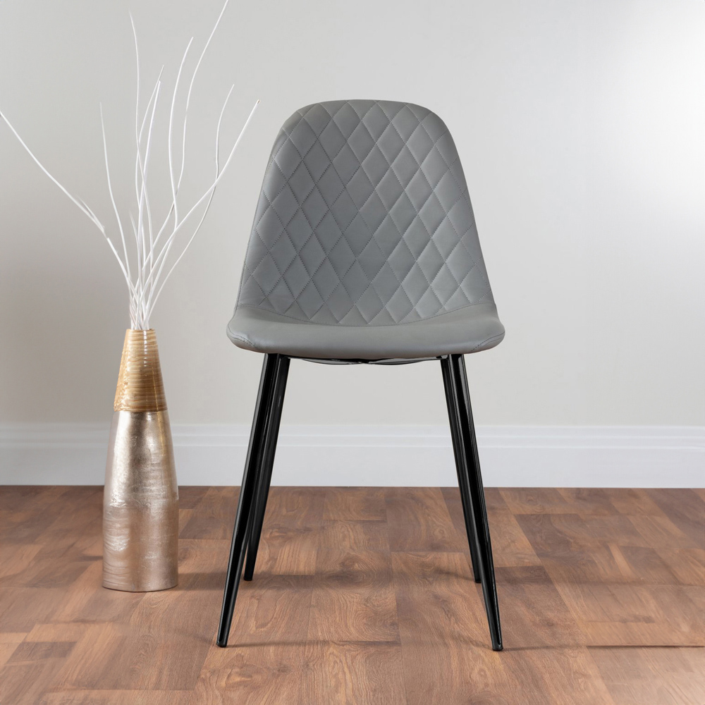 Furniturebox Arona Solara 6 Seater Round Dining Set Black and Grey Image 3