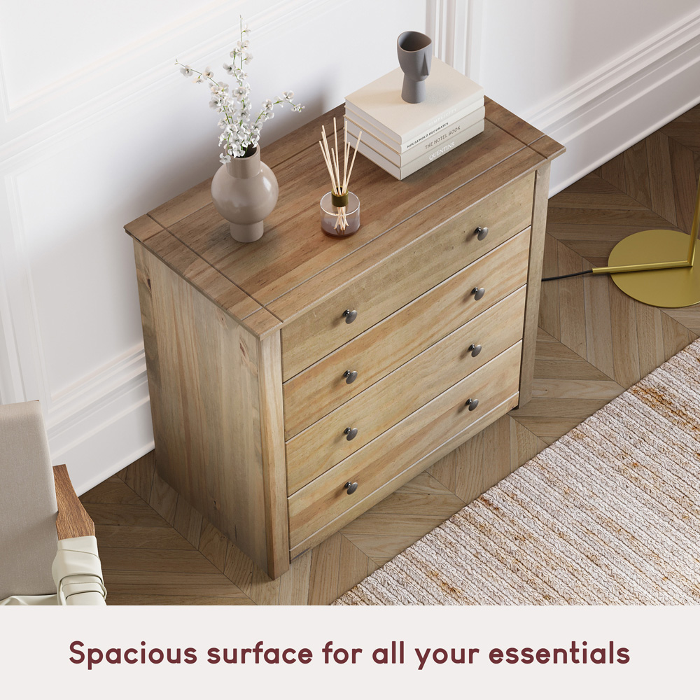 Vida Designs 4 Drawer Panama Pine Chest of Drawers Image 7