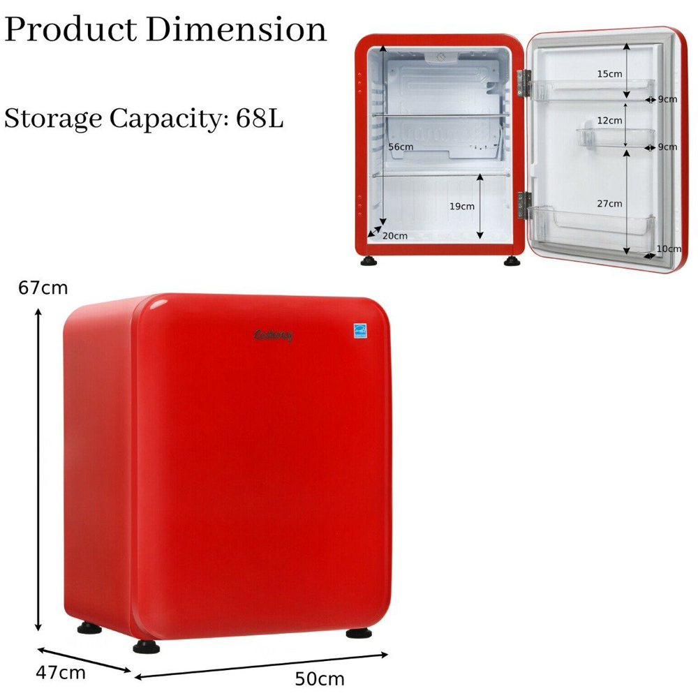Costway Red 68L Compact Refrigerator with LED Light Image 9
