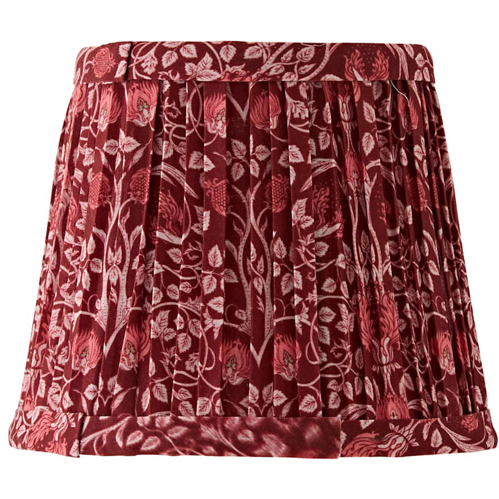 ValueLights Abel Burgundy Floral Pleated Tapered Mini Wall Light Lamp Shade Image 1