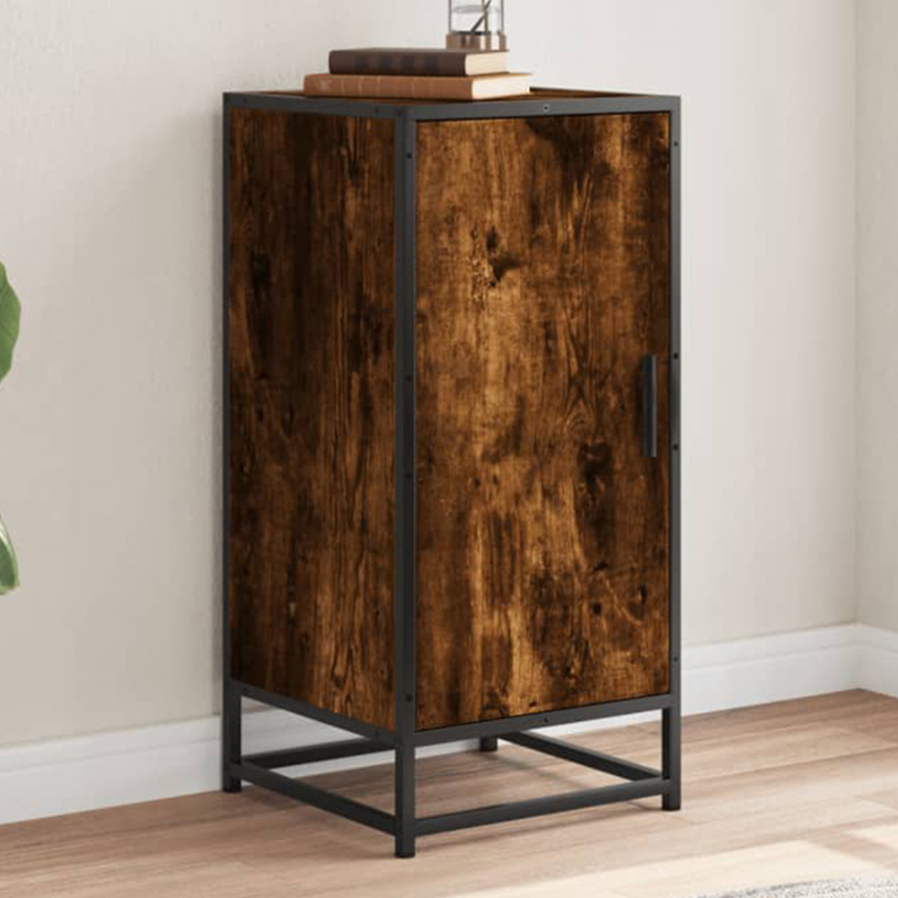 vidaXL Single Door Smoked Oak Compact Sideboard Image 1