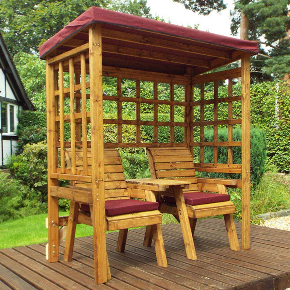 Charles Taylor Henley 2 Seater Arbour with Burgundy Roof Cover Image 1