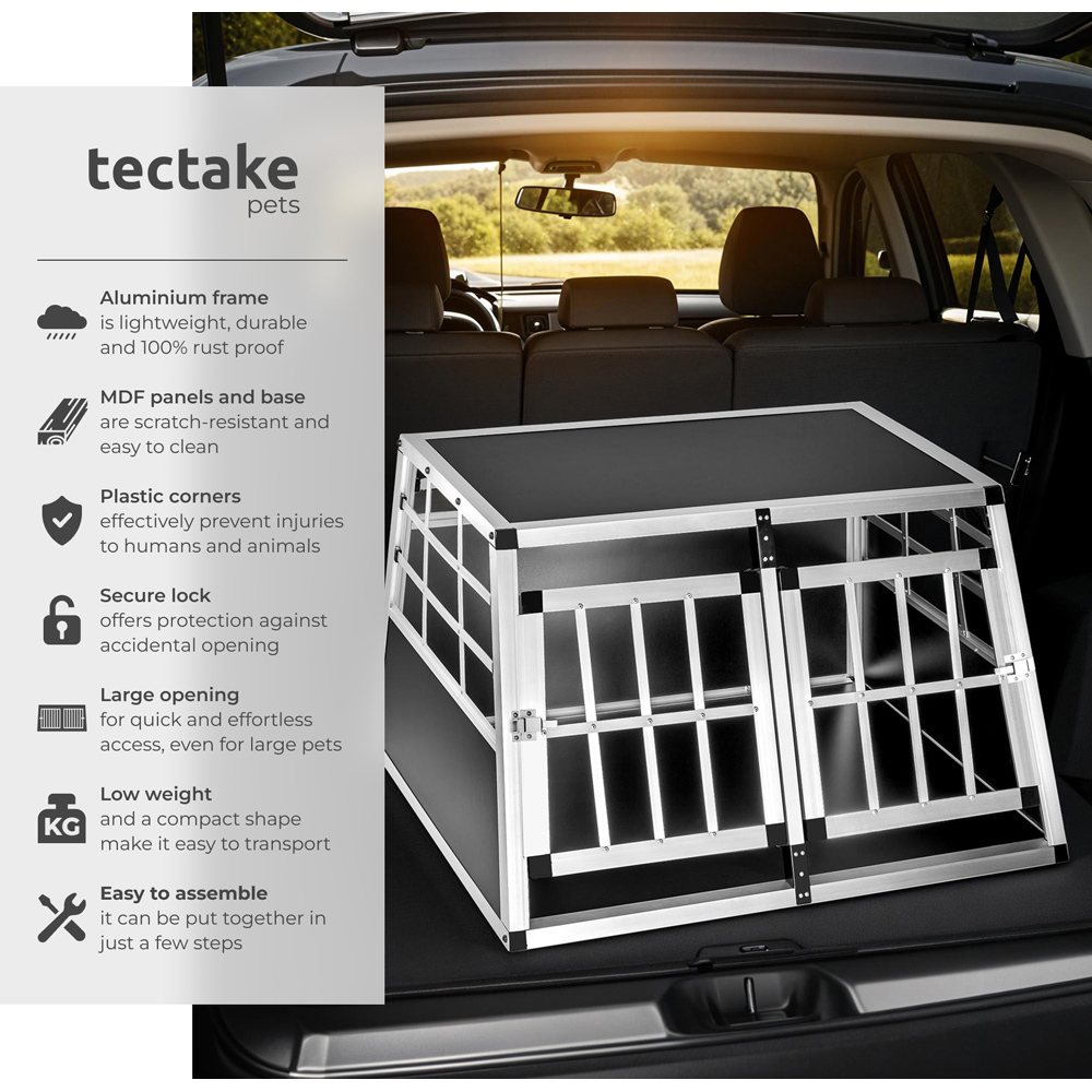 tectake Black Lockable Dog Crate Image 6