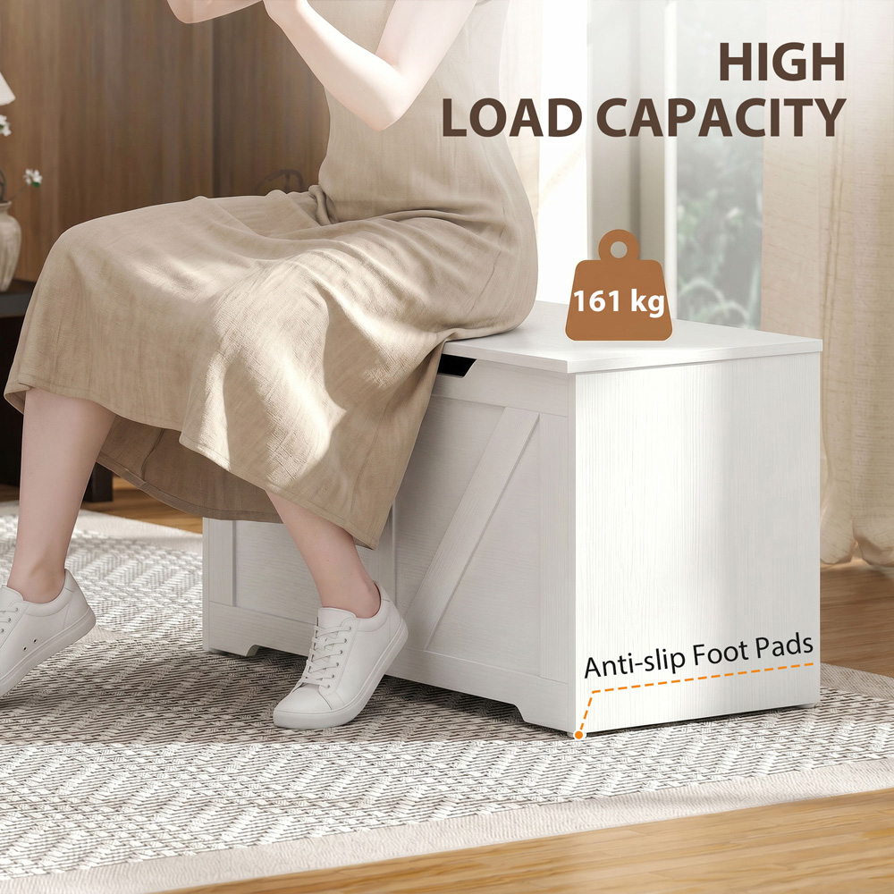 HOMCOM 100L White Storage Trunk with Safety Hinge Image 8