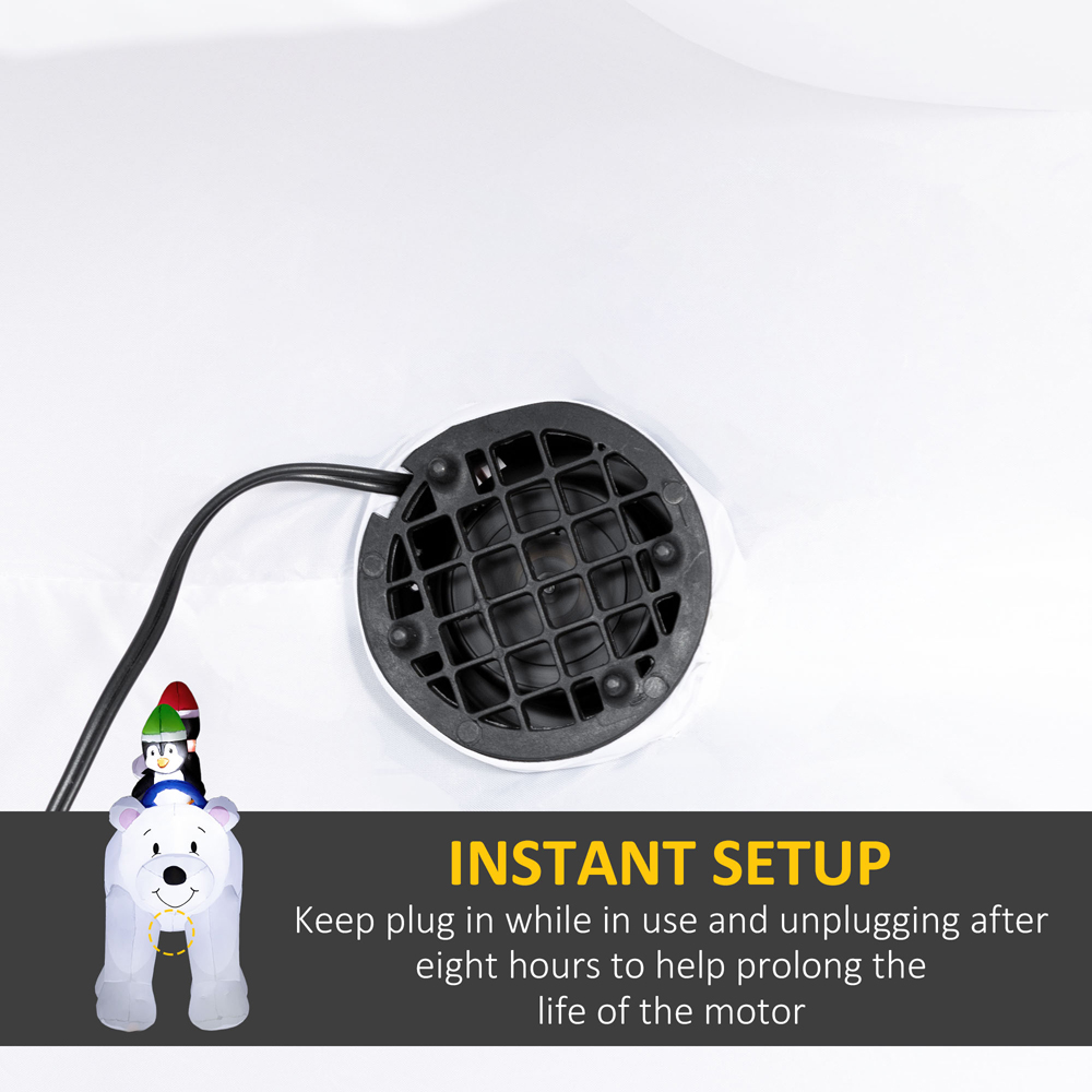 Everglow LED Inflatable 2 Penguins Riding on Polar Bear Christmas Decoration 6.4ft Image 7