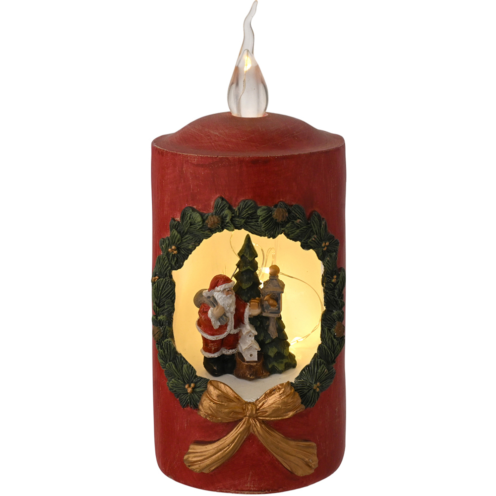 The Seasonal Gift Co Regal Tidings LED Santa with Tree Christmas Candle Scene Decoration 19cm Image 3