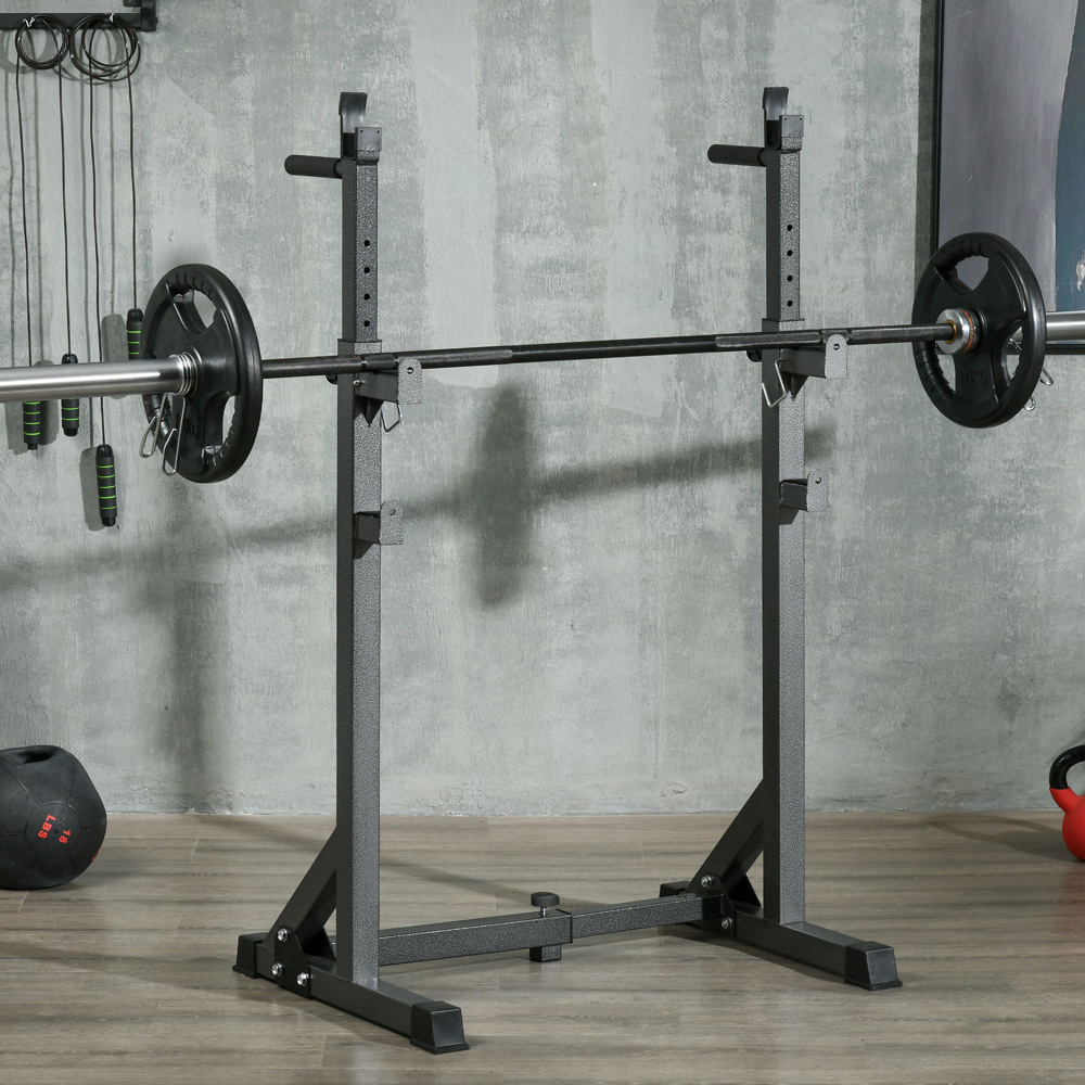 SPORTNOW Multifunctional Adjustable Heavy Duty Barbell Squat Rack with Dip Station Image 2