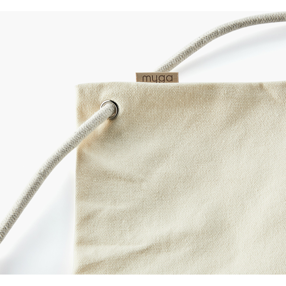 Myga Cream Cotton Yoga Mat Bag with Drawstring and Shoulder Strap Image 4