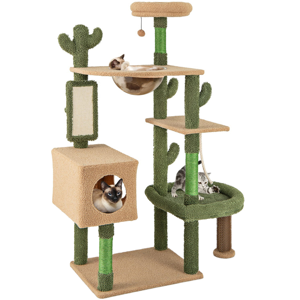Costway Green Multi Level Cactus Cat Tree 150cm Image 1