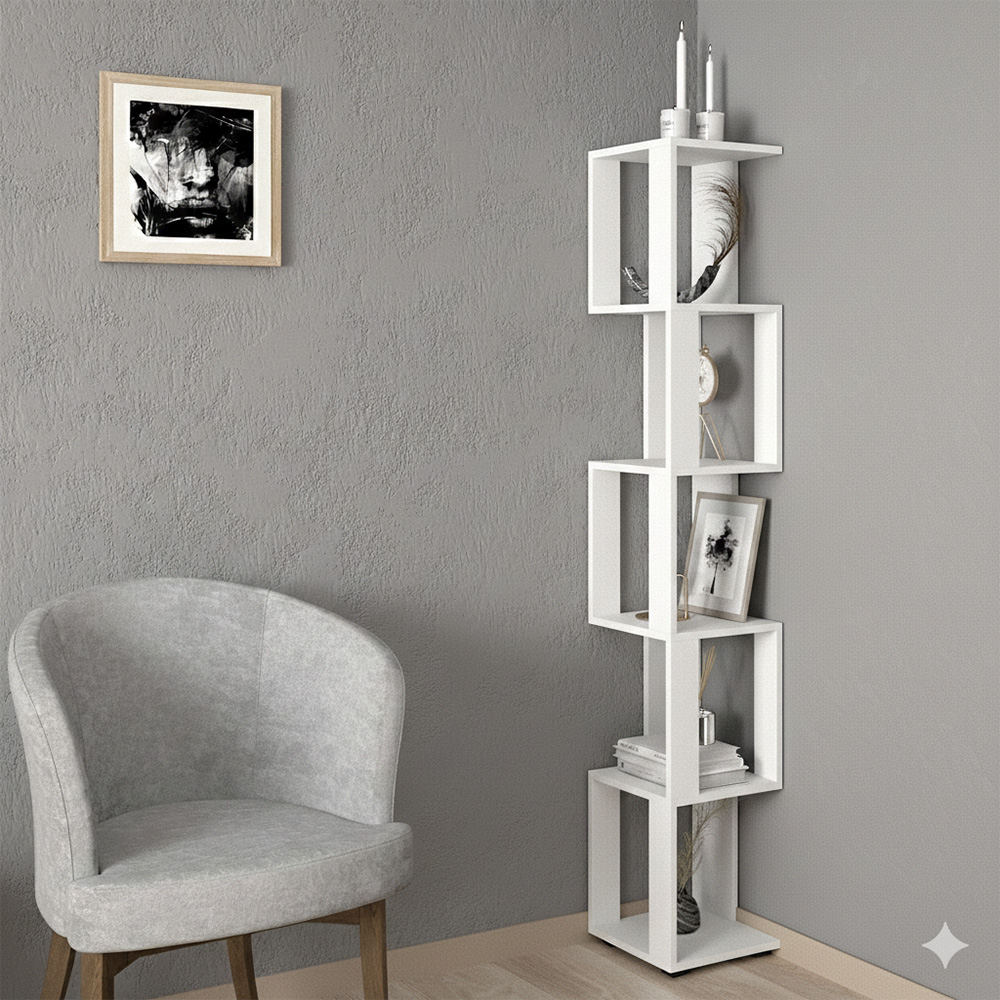 Shefa Line Element-5 6 Shelf White Shelving Unit Image 6