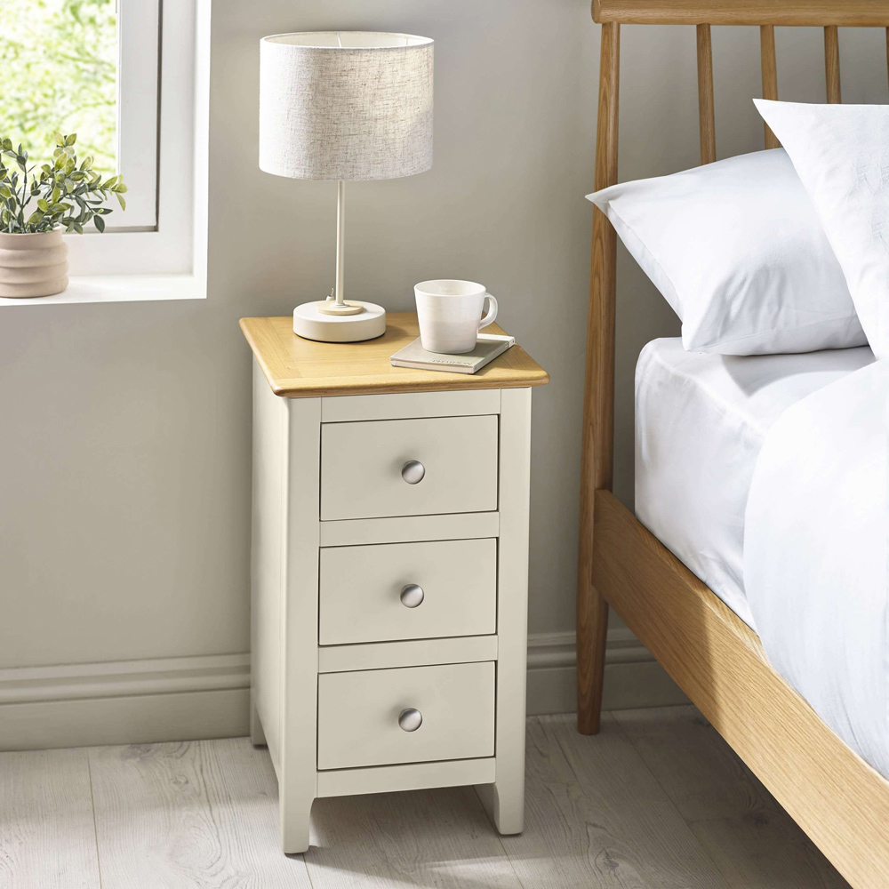 Julian Bowen Somerset 3 Drawer Truffle Grey and Oak Compact Bedside Table Image 7