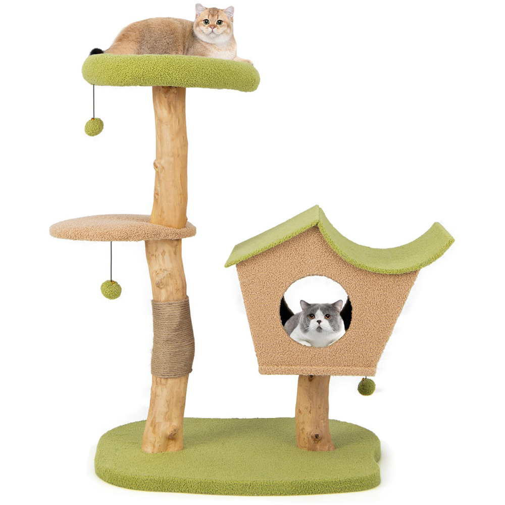 Costway Green Cat Activity Centre with Padded Top Perch Image 3