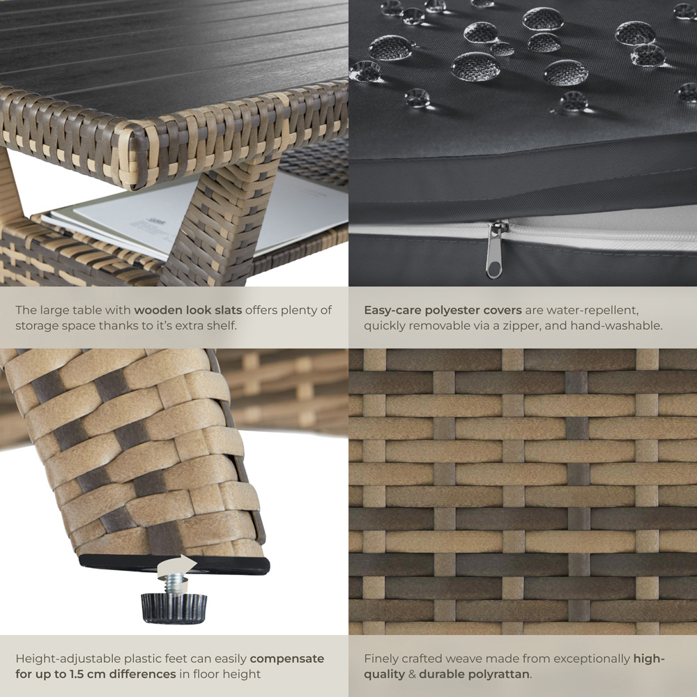 tectake Catania 6 Seater Nature Outdoor Corner Sofa Set Image 5