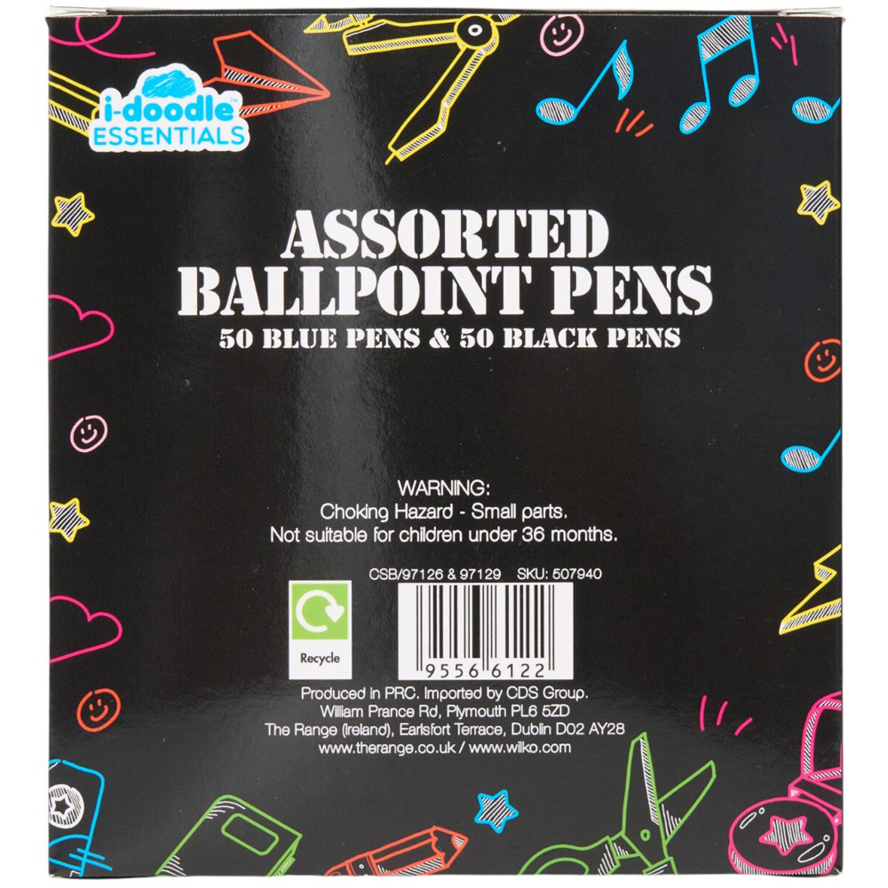 Pack of 100 Blue and Black Ballpoint Pens Image 3