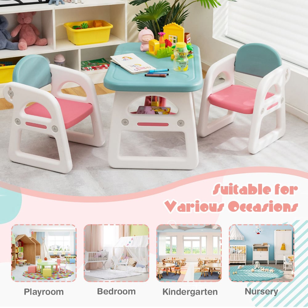 Costway 2 Seater Kids Dining Set Blue Image 6