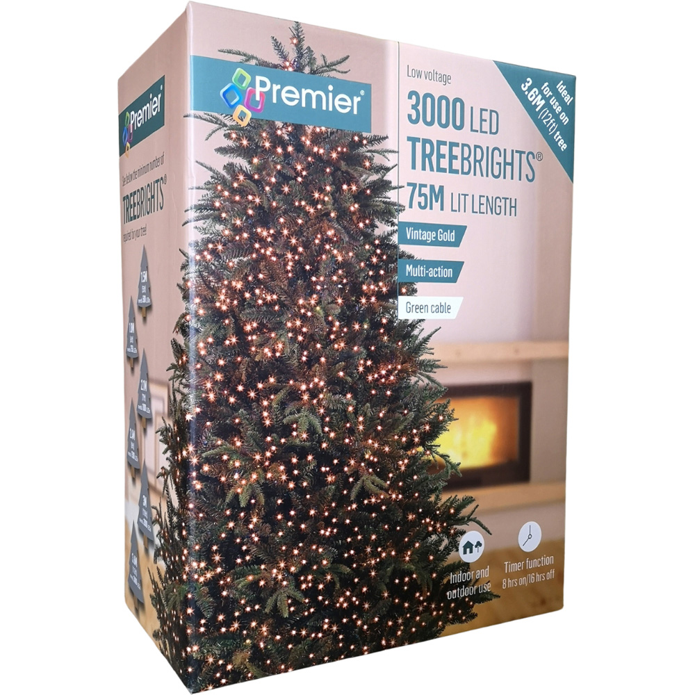 Samuel Alexander 3000 Vintage Gold LED Multi-Function Green String Light 75m Image 2