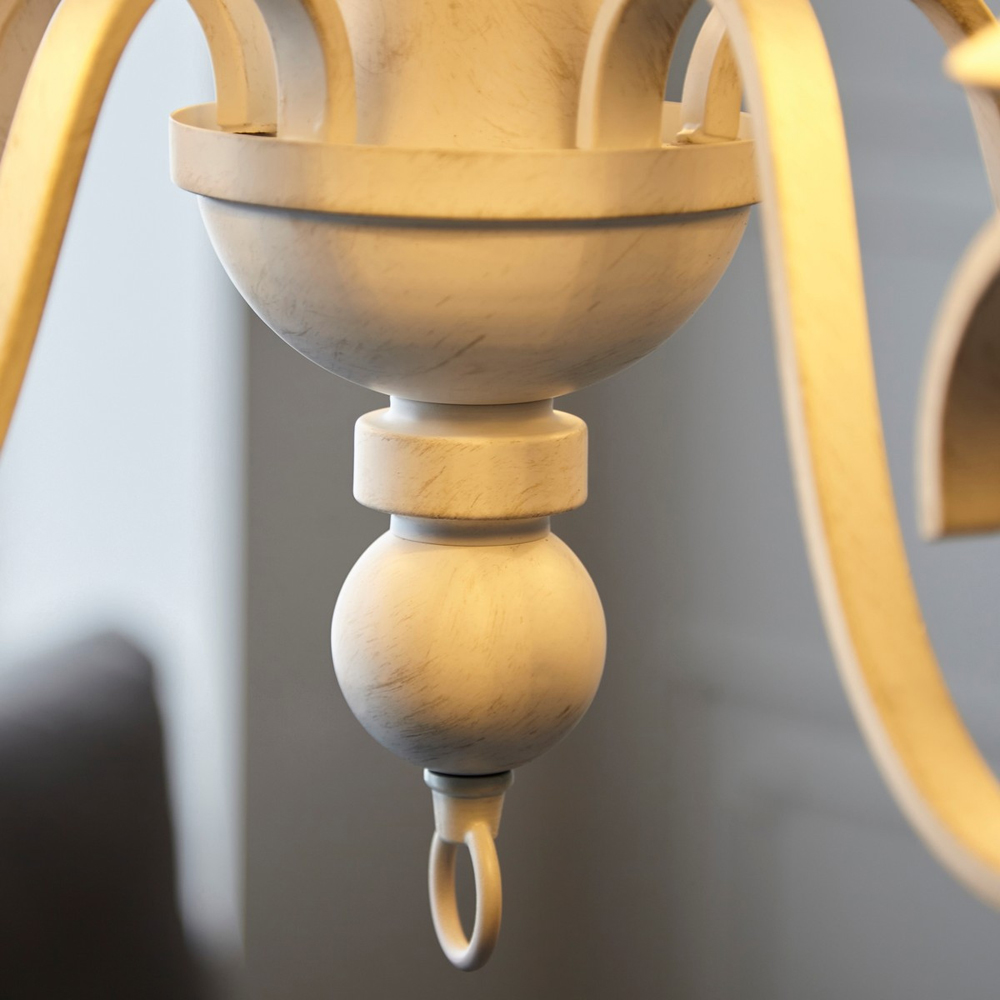 Merano Foligno Distressed White Multi Arm Vintage White Fabric Pendant Ceiling Light Image 7