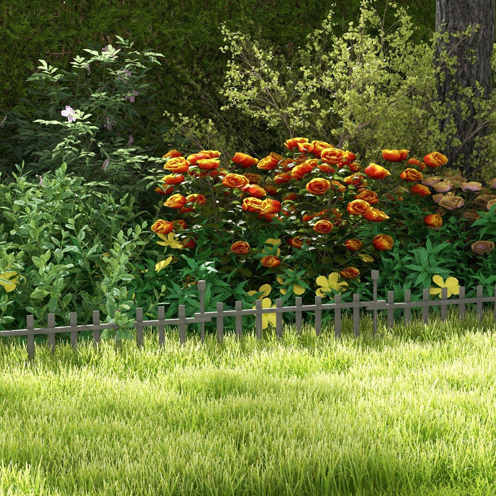 Outsunny 1 x 2ft 4 Pack Grey Wooden Fence Panel Image 2